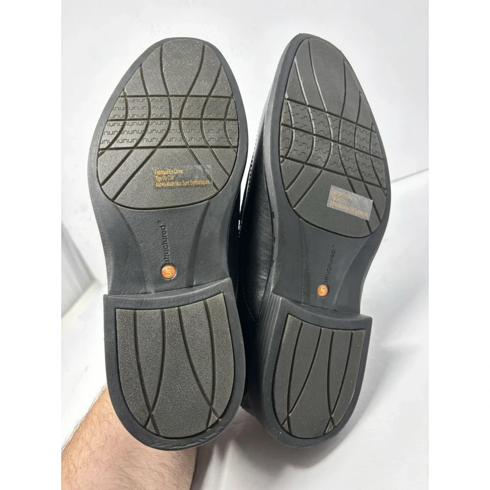 Clarks Unstructured Loafers Mens 9M Black Leather Square Toe Slip On 62156